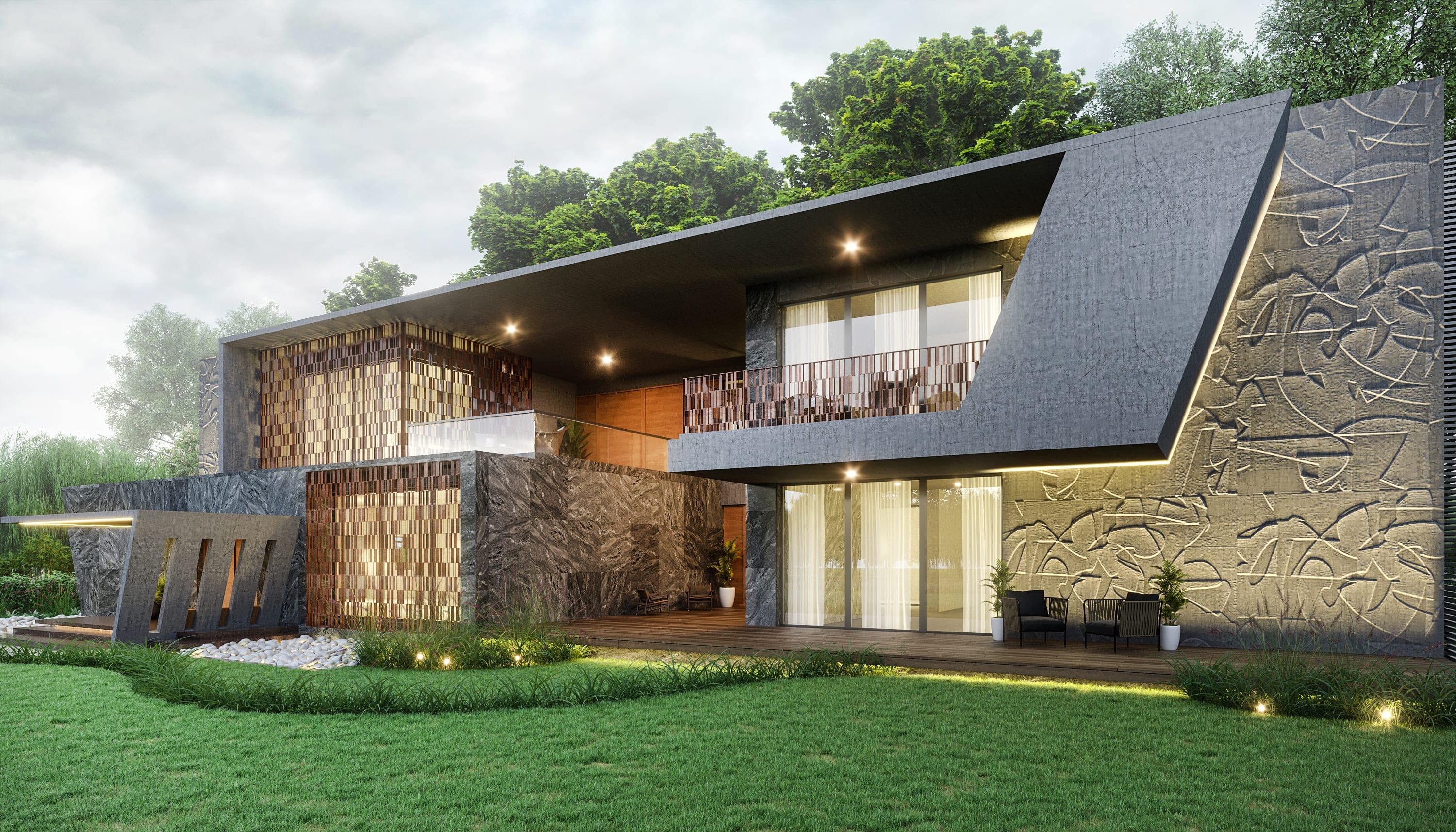 Kameshwar Omkar Residence — exterior dusk 07