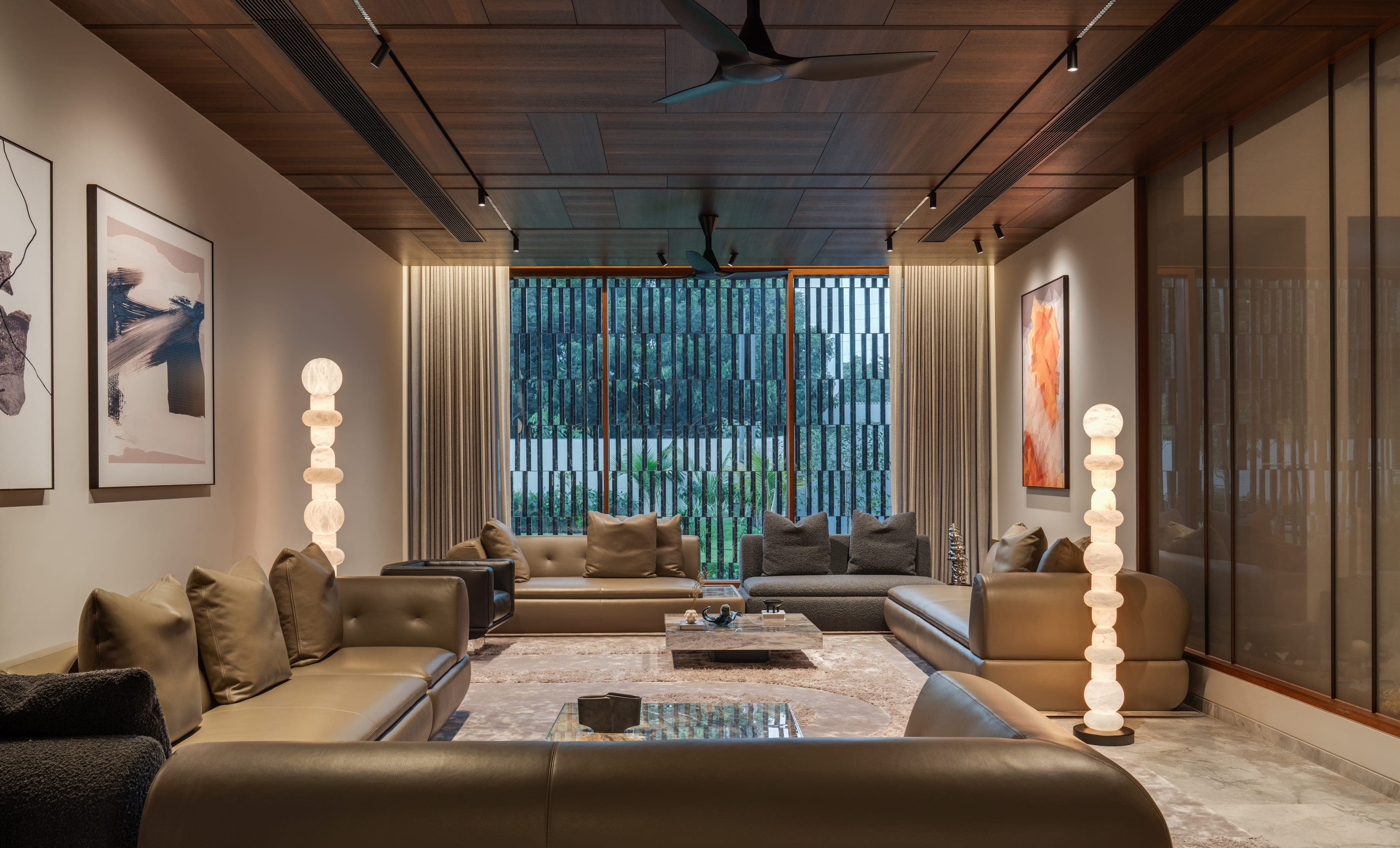Kameshwar Omkar Residence — interior dusk 01